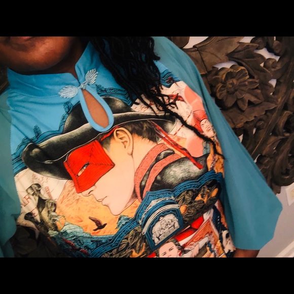 STARRY KIMONO SHEATH  DRESS BALLOON SLEEVES - Picture 4 of 5